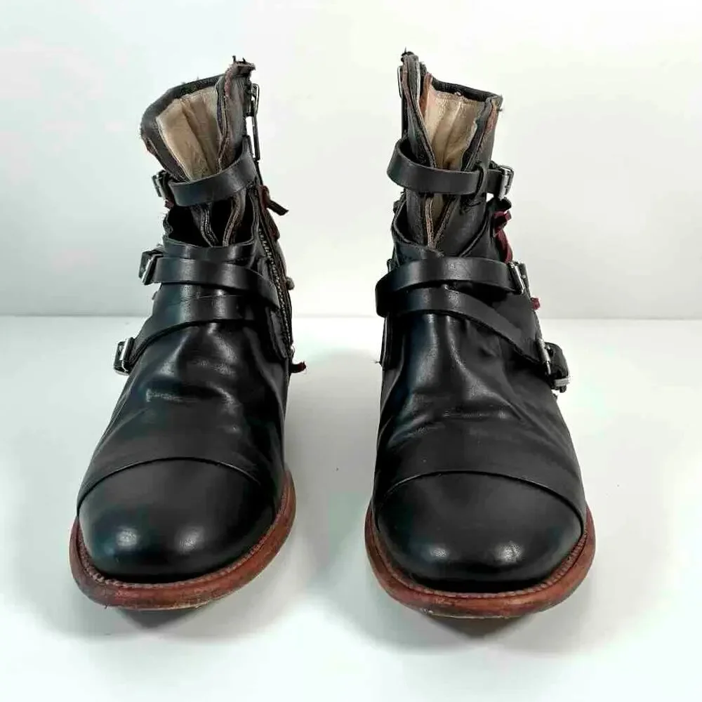 Freebird by Steven Crue Black Leather Backlace Bootie - Size 10